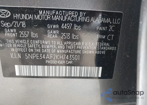 2019 Hyundai Sonata Limited из США, поврежденный, VIN 5NPE34AF2KH743501